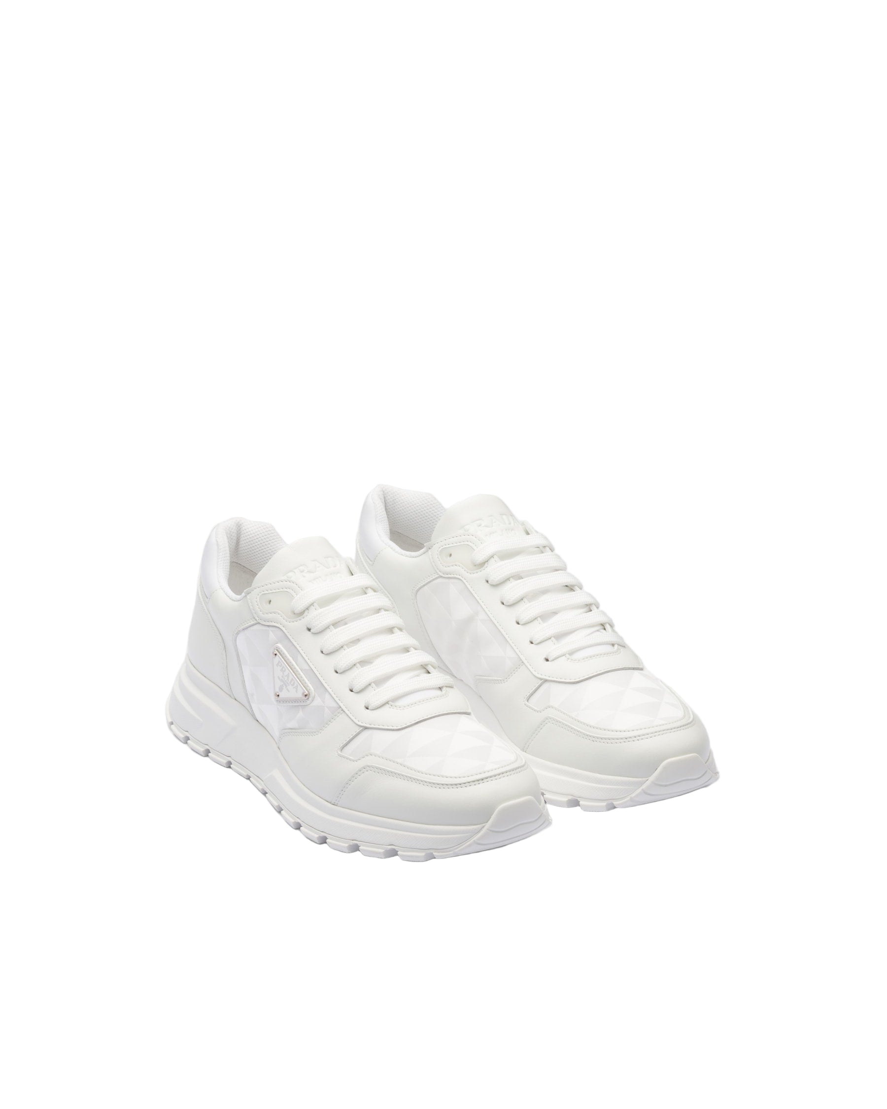 Prada montantes en cuir et Re-Nylon